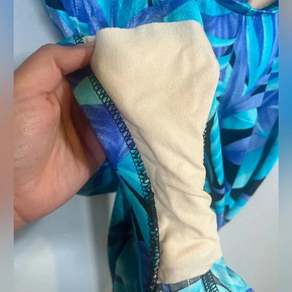 Le Cove Vintage Women's Ruched One Piece Swim Suite Floral Size 16 - Picture 4 of 5